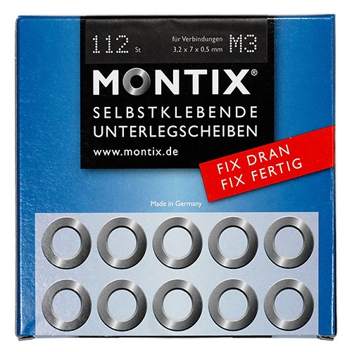 Montix M3 VERZINKT 112 Stück Selbstklebende Unterlegscheiben